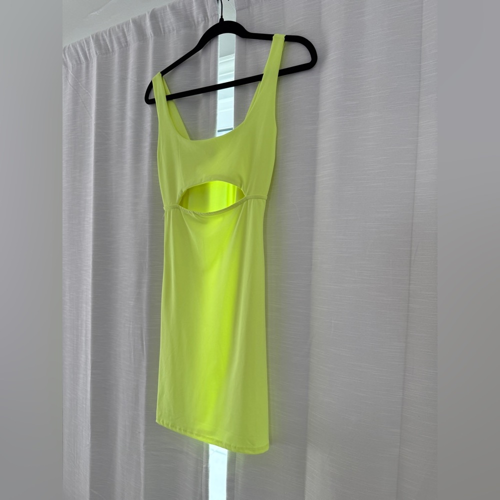 Forever 21 Neon Yellow Cutout Bodycon Mini Dress | Bold Night-Out Look Size M - Picture 4 of 8